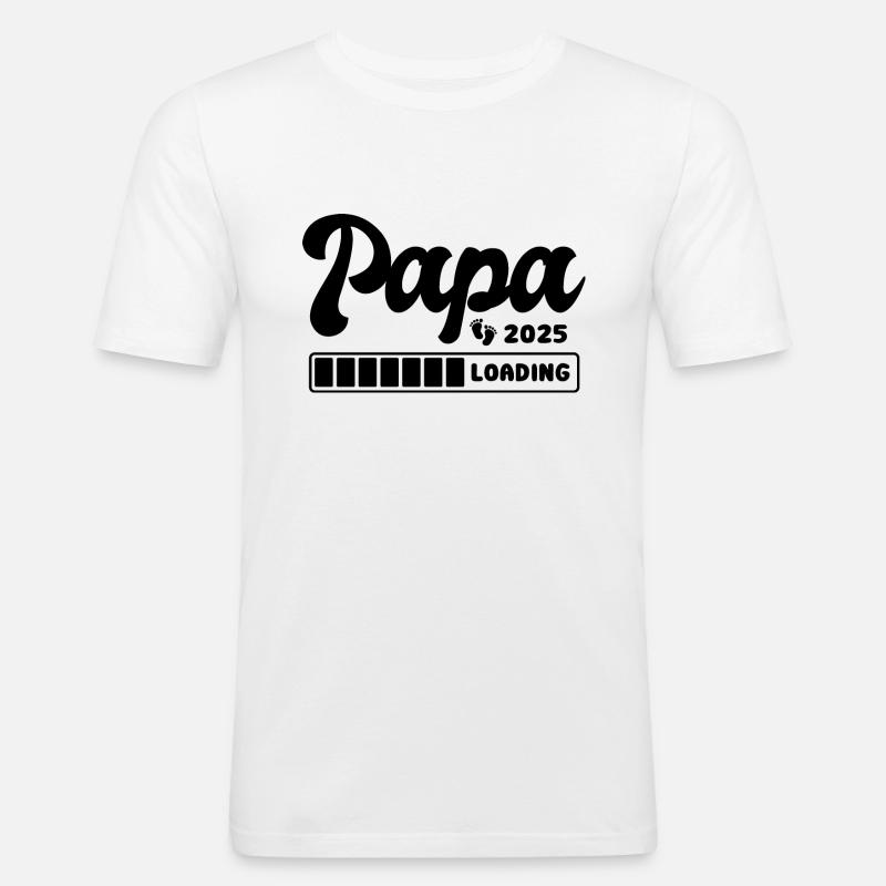 Papa 2025 loading - Schwangerschaft - Geschenk - Männer Slim Fit T-Shirt - Weiß