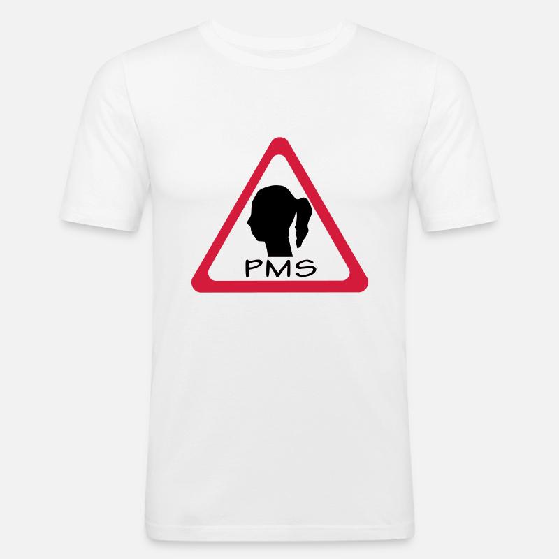 pms warning - Männer Slim Fit T-Shirt - Weiß