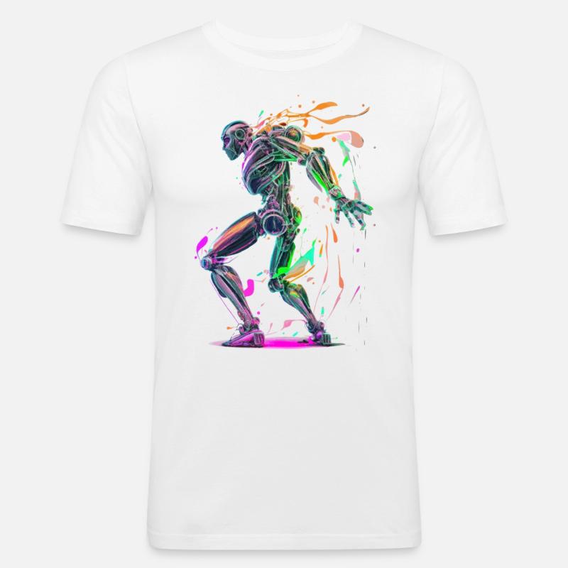 Dancing robot - Men's Slim Fit T-Shirt - white