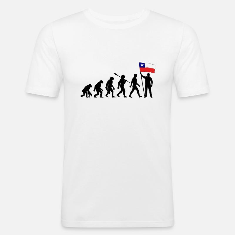 Chile - Evolution - Flagge - Nation - Männer Slim Fit T-Shirt - Weiß
