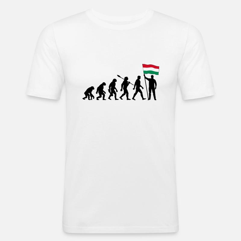 Ungarn - Evolution - Flagge - Nation - Männer Slim Fit T-Shirt - Weiß