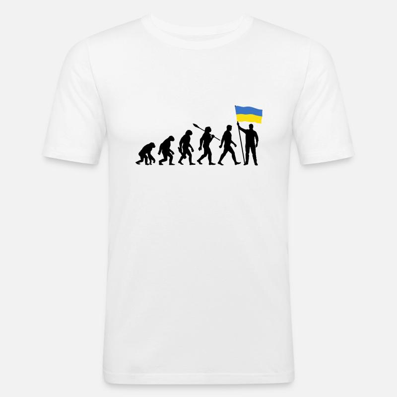 Ukraine - Evolution - Flagge - Nation - Männer Slim Fit T-Shirt - Weiß