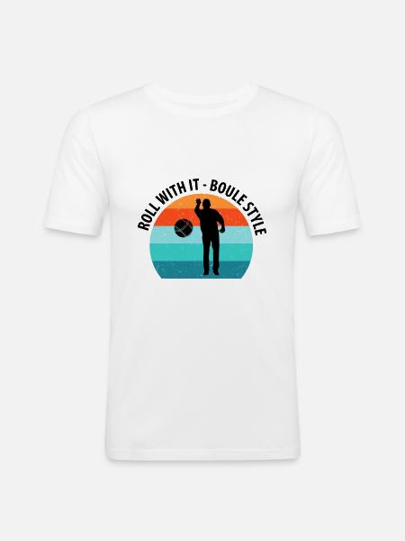 Boule Pétanque Boccia Boules - T-shirt près du corps Homme - blanc
