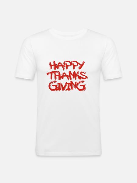 Glücklicher Dank - Männer Slim Fit T-Shirt - Weiß