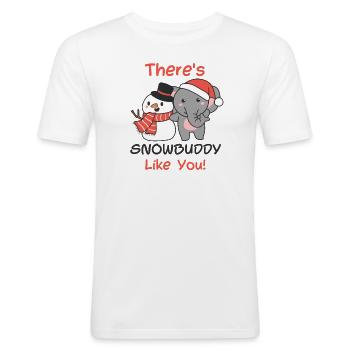 Elephant Il y a snowbuddy comme bonhomme de neige wortspie - T-shirt près du corps Homme - blanc - Devant - Nik (191cm)