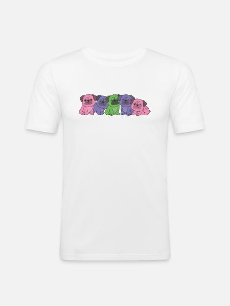 Trigender Flag Pug Pride LGBTQ søde hunde - Herre Slim Fit T-Shirt - hvid