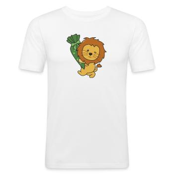 bye bye Kindergarten hallo Schule Löwe - Männer Slim Fit T-Shirt - Weiß - Vorne - Nik (191cm)