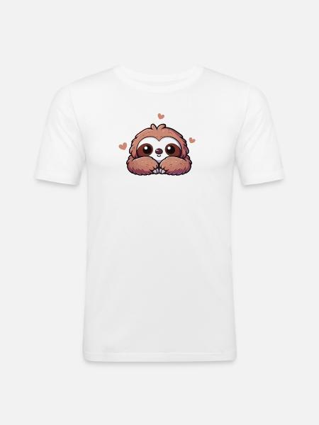 Kawaii Sloth Cute Pattern - Men's Slim Fit T-Shirt - white