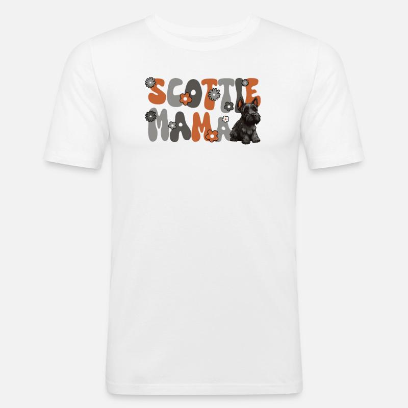 Scottish Terrier Groovy Scottie Mama - Männer Slim Fit T-Shirt - Weiß