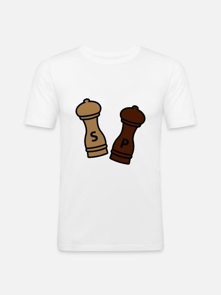 Peper en zout / cadeau idee hobbykok / kruiden - Mannen slim fit T-shirt - wit