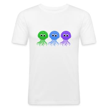 three jellyfish - Men's Slim Fit T-Shirt - white - Front - Nik (191cm)