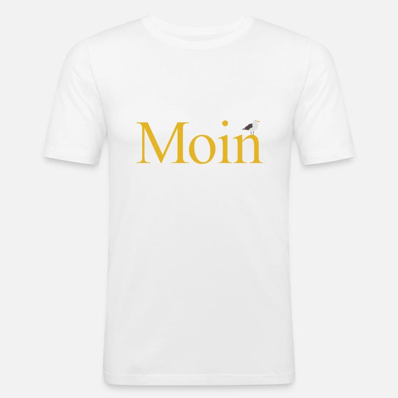 Moin mit Möwe - Männer Slim Fit T-Shirt - Weiß