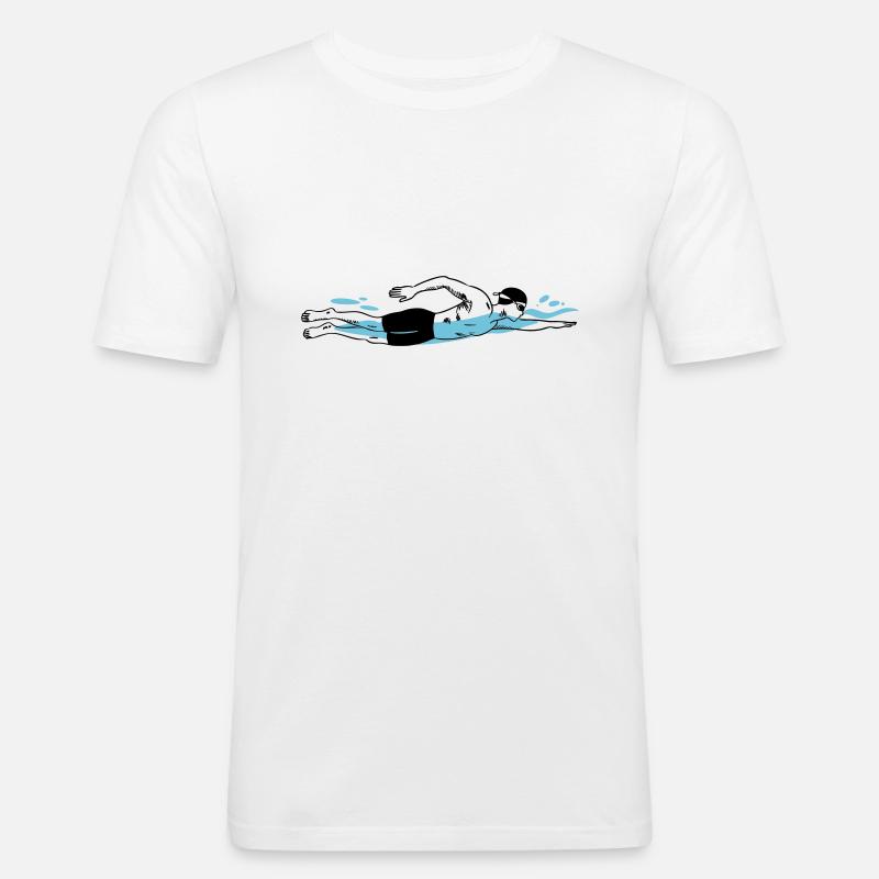 Freestyle-Schwimmer - Dynamische Pool-Action-Kunst - Männer Slim Fit T-Shirt - Weiß