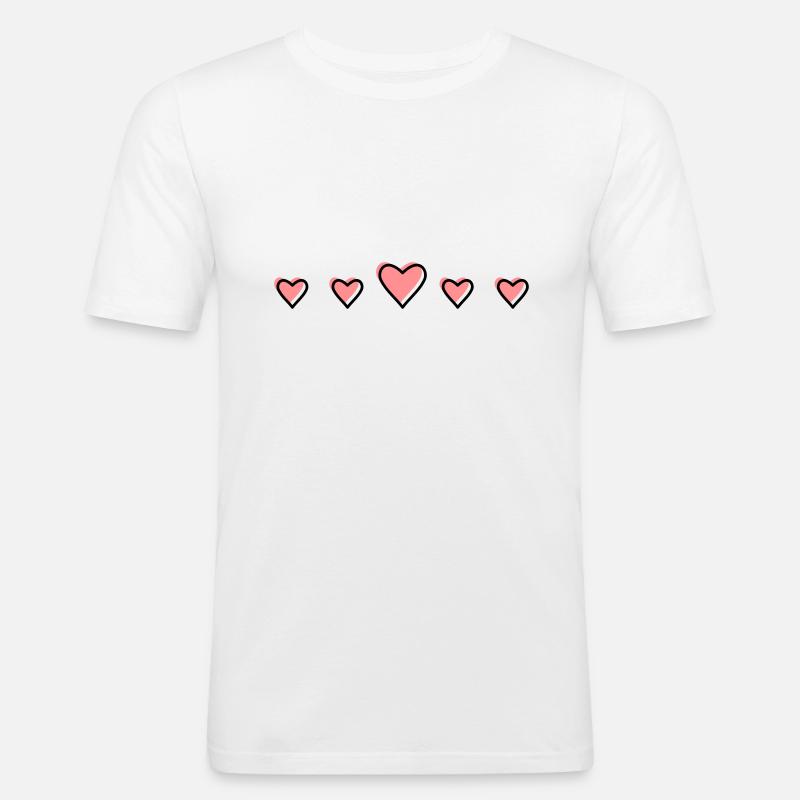 Herzchen in einer Reihe - Männer Slim Fit T-Shirt - Weiß