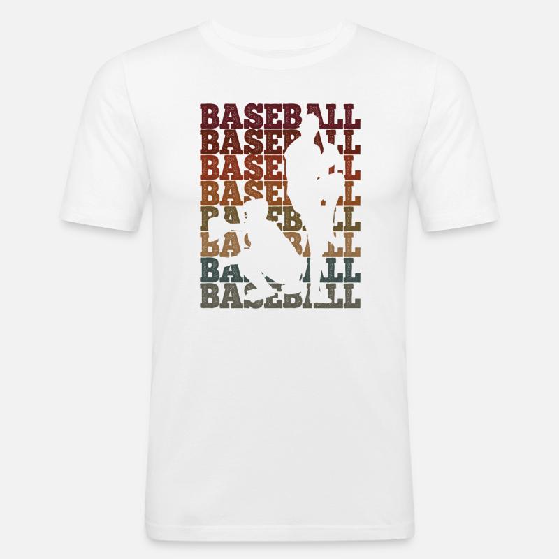 Baseball - Männer Slim Fit T-Shirt - Weiß