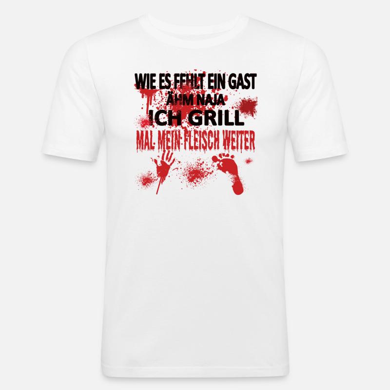 Grillen und Camper Geschenkidee - Männer Slim Fit T-Shirt - Weiß