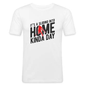 Baseball - Männer Slim Fit T-Shirt - Weiß - Vorne - Nik (191cm)
