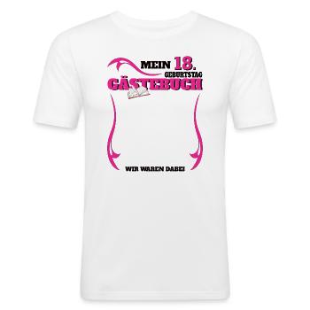 18. Geburtstag Mädchen & Junge Gästebuch - Männer Slim Fit T-Shirt - Weiß - Vorne - Nik (191cm)