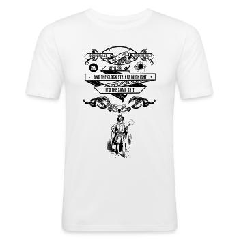 L’humour des toilettes - T-shirt près du corps Homme - blanc - Devant - Nik (191cm)