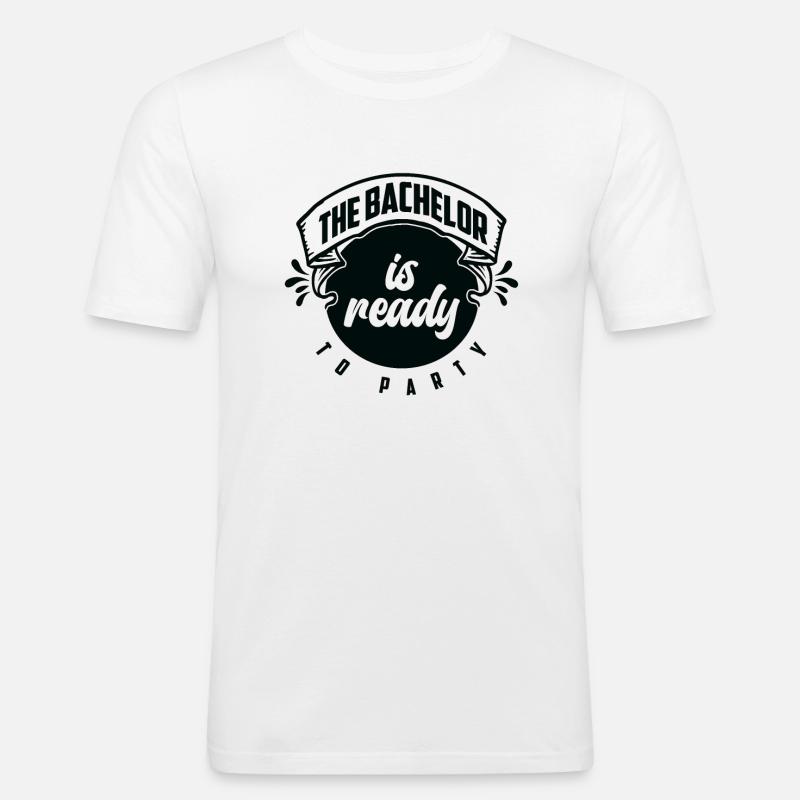 Junggeselle Trinken Schnaps Junggesellenabschied - Männer Slim Fit T-Shirt - Weiß