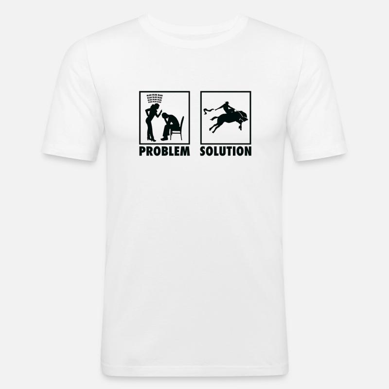 Rodeo Cowboys Statement Problem Solution. - Men's Slim Fit T-Shirt - white