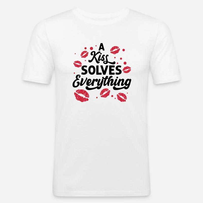 Problem Kissing Solution Relationship Partners - Men's Slim Fit T-Shirt - white