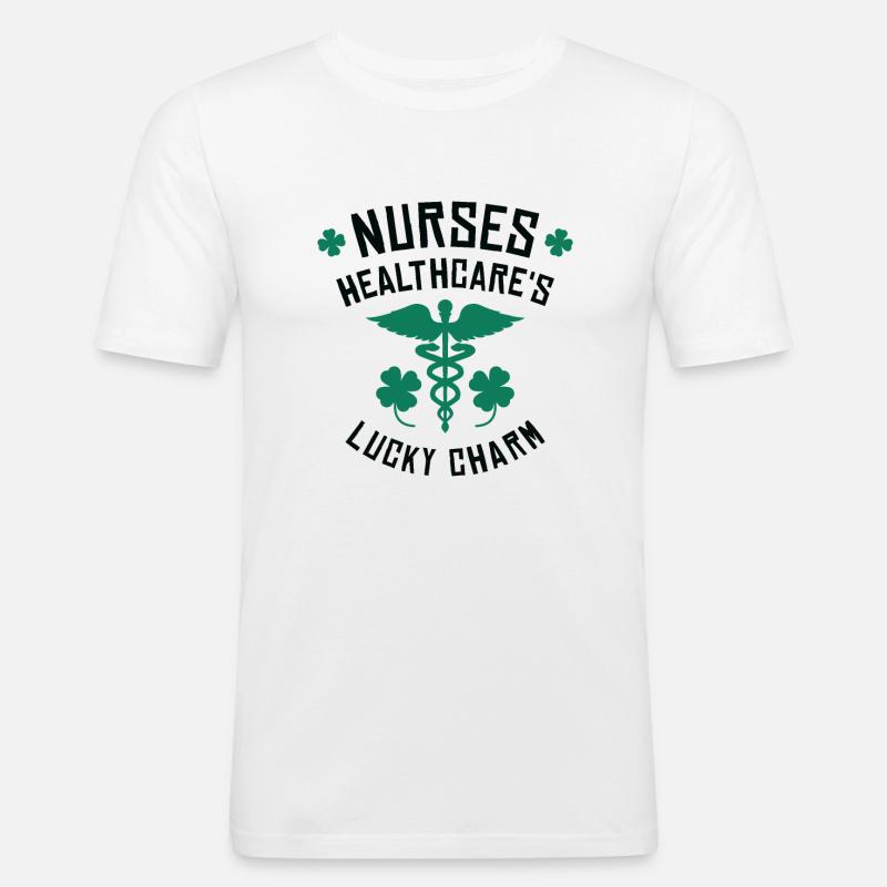 St. Patrick's Day Krankenschwester - Männer Slim Fit T-Shirt - Weiß