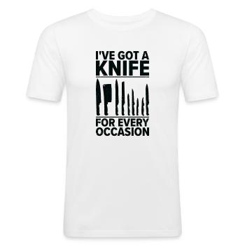 Messersammler Messer Sammeln - Männer Slim Fit T-Shirt - Weiß - Vorne - Nik (191cm)