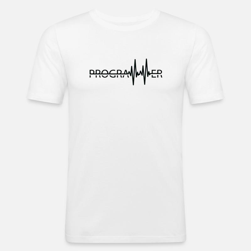 Programmierer Heartbeat Programmierung Coder - Männer Slim Fit T-Shirt - Weiß