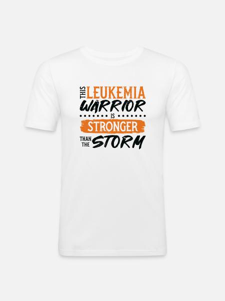 Leukemia Warrior Cancer Ribbon Leukemia Awareness - Men's Slim Fit T-Shirt - white