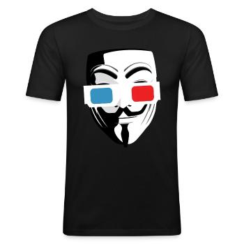 3D-Kino Brille Maske - Männer Slim Fit T-Shirt - Schwarz - Vorne - Nik (191cm)
