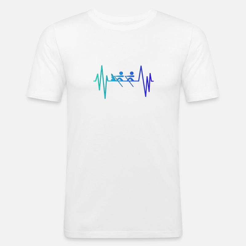 Herzschlag eines Ruderer - Männer Slim Fit T-Shirt - Weiß