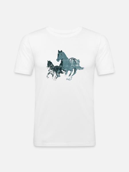 Pferde Horses - Männer Slim Fit T-Shirt - Weiß