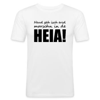 Sächsisch - Dialekt - Spruch - Männer Slim Fit T-Shirt - Weiß - Vorne - Nik (191cm)