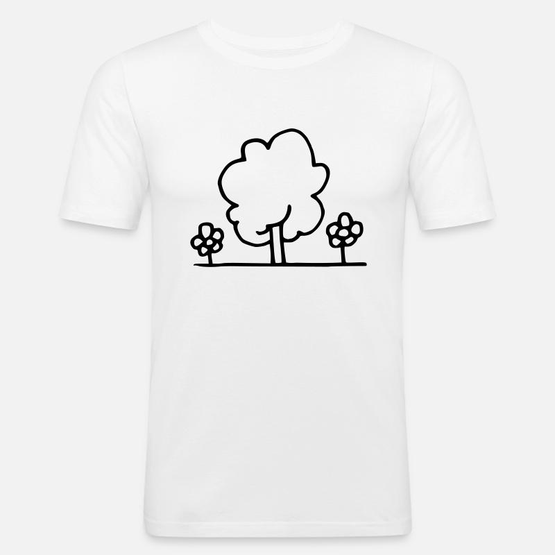 Arbre à fleurs - T-shirt près du corps Homme - blanc