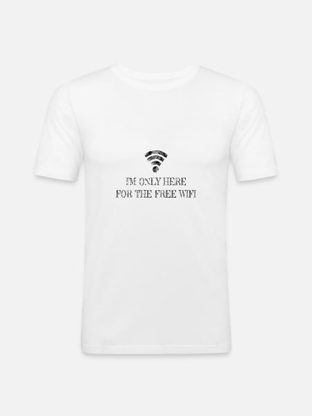 Free Wifi - Men's Slim Fit T-Shirt - white