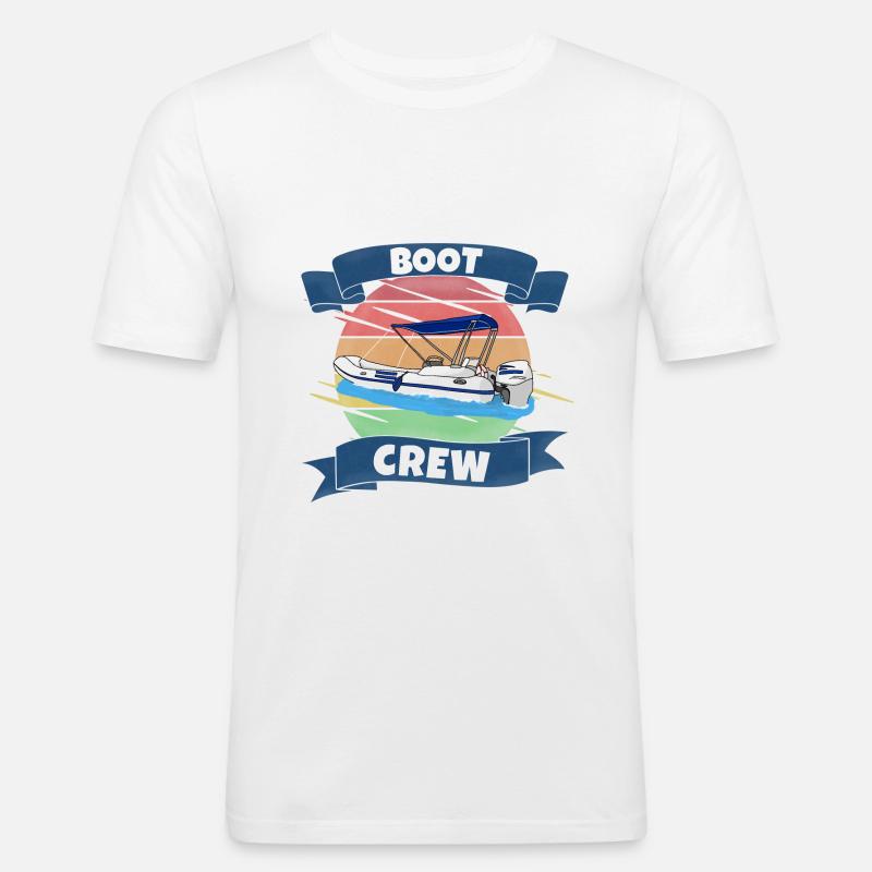 Boot crew Schlauchboot Motorboot - Männer Slim Fit T-Shirt - Weiß