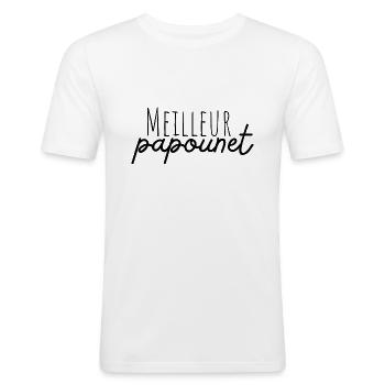 Meilleur papounet - T-shirt près du corps Homme - blanc - Devant - Nik (191cm)