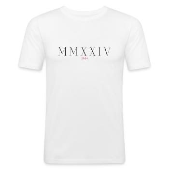 Römische Zahl Geburtsjahr Made in 2024 - Männer Slim Fit T-Shirt - Weiß - Vorne - Nik (191cm)