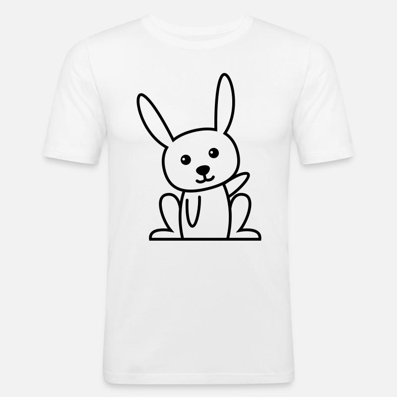Hase Comic Tier - Männer Slim Fit T-Shirt - Weiß