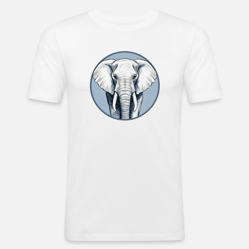 Elefant - Männer Slim Fit T-Shirt - Weiß