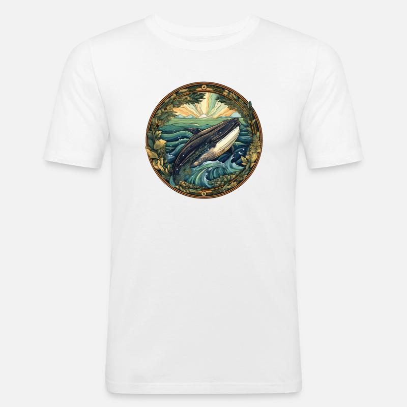 Wal - Männer Slim Fit T-Shirt - Weiß