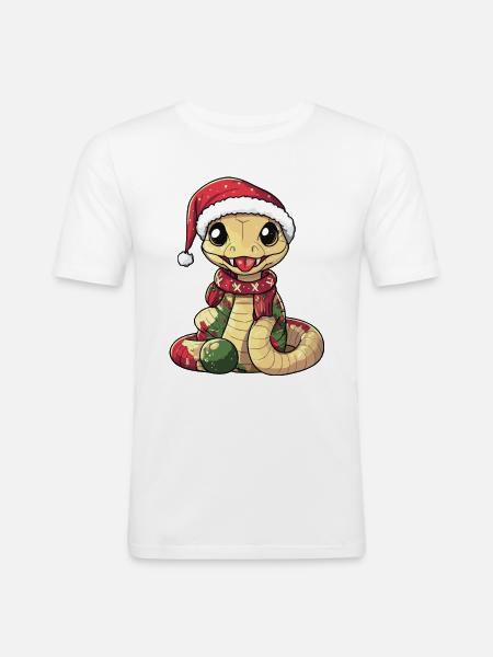 Snake Cobra Christmas - Men's Slim Fit T-Shirt - white