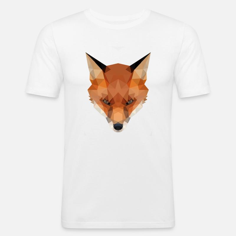Fox, Fox's Head Polygon Geometric - Men's Slim Fit T-Shirt - white