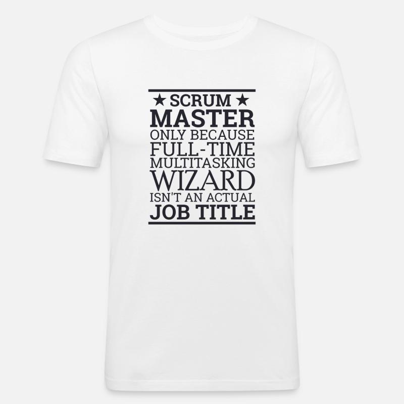 "Scrum Wizard" | "Scrum Master" - Männer Slim Fit T-Shirt - Weiß