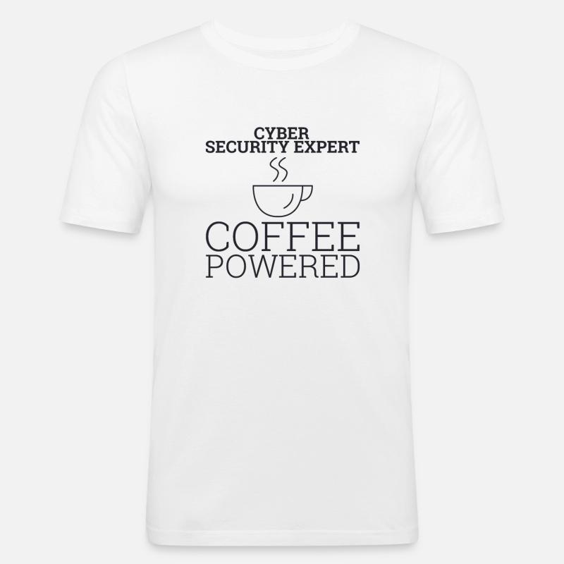 "Cyber Security Expert Coffee | Hacker" - Männer Slim Fit T-Shirt - Weiß