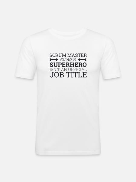 "Scrum Master Superhero | "Scrum Master"" - Männer Slim Fit T-Shirt - Weiß