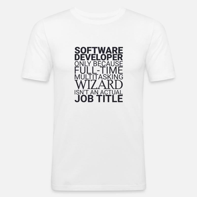 "Software Developer Wizard | Programmer" - Men's Slim Fit T-Shirt - white
