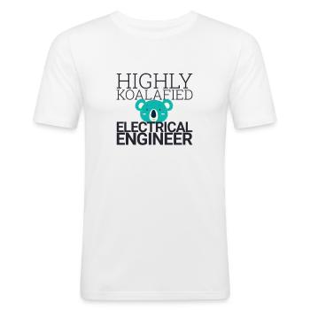 "Electrical Engineer Koalafied | Elektrotechnik" - Männer Slim Fit T-Shirt - Weiß - Vorne - Nik (191cm)
