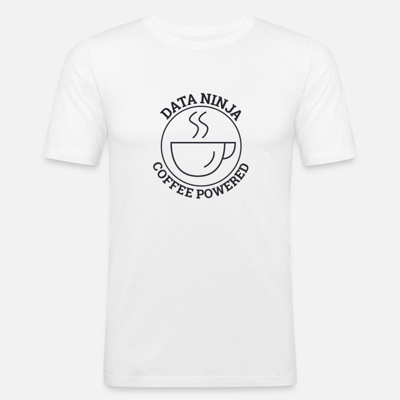 "Data Ninja Coffee | Data Science" - Männer Slim Fit T-Shirt - Weiß